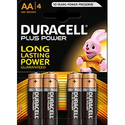 DURACELL Batterie Plus Power Alkaline AA Stilo (Confezione da 4 Pz.)