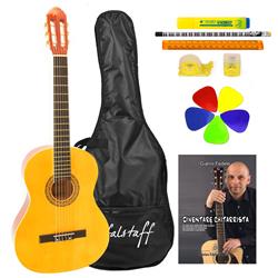 Chitarra Classica 4/4 (Color Natural Lemon) con Borsa, Libro, 5 Plettri e Kit Cancelleria