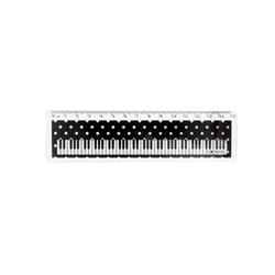 Righello con Tastiera e pois (Dim. 15cm - Nero)