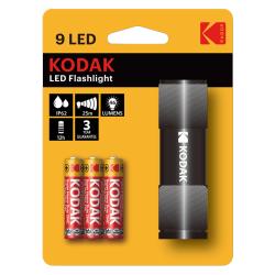 KODAK Torcia 9-Led con 3 Batterie Mini Stilo AAA (Nero)