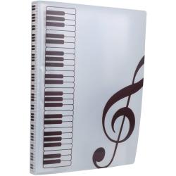 Raccoglitore tema musicale con pianoforte e chiave di violino (20 pagine - Bianco)