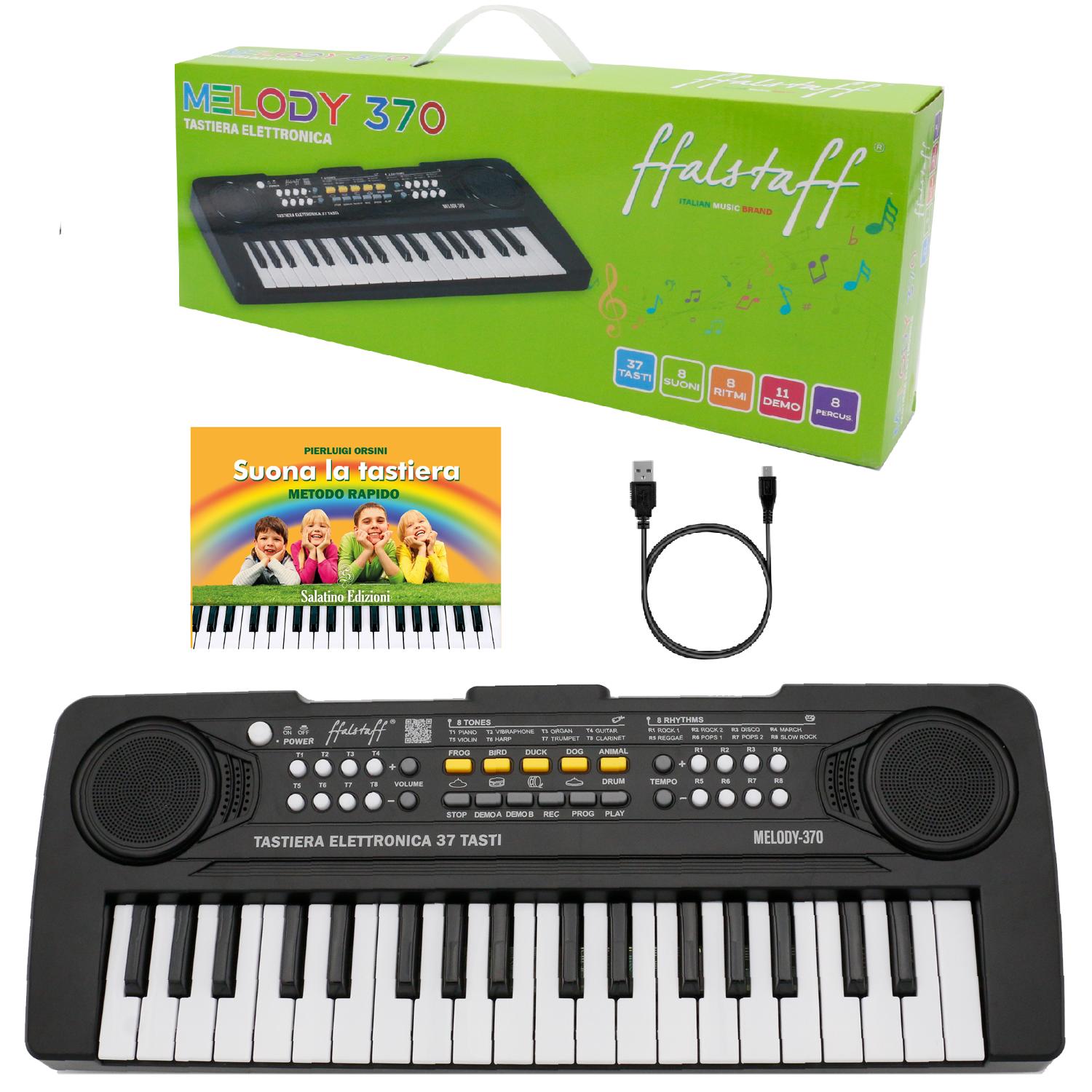 Tastiere Scolastiche ffalstaff Mini Tastiera Elettronica - Uso Melodica  Portatile 37 Tasti con Microfono, Sequencer, Diversi Tipi di Alimentazione,  con Cavo Micro-USB Incluso e E-book Suona la Tastiera