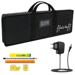 Borsa per Tastiera con imbottitura 5mm [Dim. 62x30x10 - Consigliata per CASIO SA76/77/78/80/81] con Alimentatore e Kit Cancelleria 