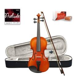 ffalstaff V01 Violino Laminato Finitura Lucida 1/2 - Completo di Archetto, Custodia con Manico e Spallacci, Blocchetto di Colofonia e Muta D'addario Prelude di ricambio