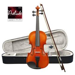 ffalstaff V01 Violino Laminato Finitura Lucida 4/4 - Completo di Archetto, Custodia con Manico e Spallacci, Blocchetto di Colofonia e Muta D'addario Prelude di ricambio