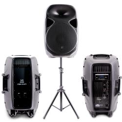 SINEXTESIS Kit Attivo Coppia Diffusori 500 W 2x (LF 15" + HF 1") con Display LCD, Microfono, Player Mp3 (USB/SD), Radio FM e Telecomando