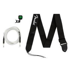 FENDER Tracolla in poliestere nero, Cavo Jack da 3m e Accordatore