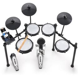 ALESIS Batteria Elettronica NITROMAX KIT con Pelli Mesh Silenziose, Rullante a Doppia Zona da 10", Pedale Grancassa