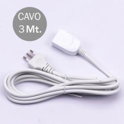 Prolunga Cavo 3m con Spina Bipasso 10A e Presa Bipasso 10A Colore Bianco