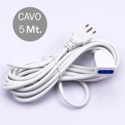 Prolunga Cavo 5m con Spina Bipasso 10A e Presa Bipasso 10A Colore Bianco