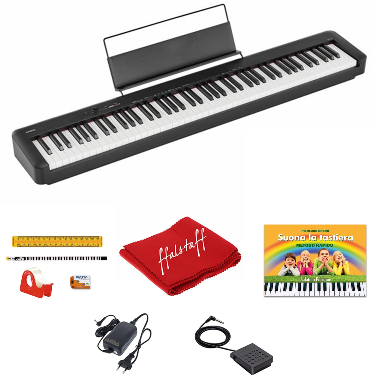 Casio CDP S110 Piano Digitale 88 Tasti Pesati Libro Brani CDP-S110, panno copri tastiera e Set Studio