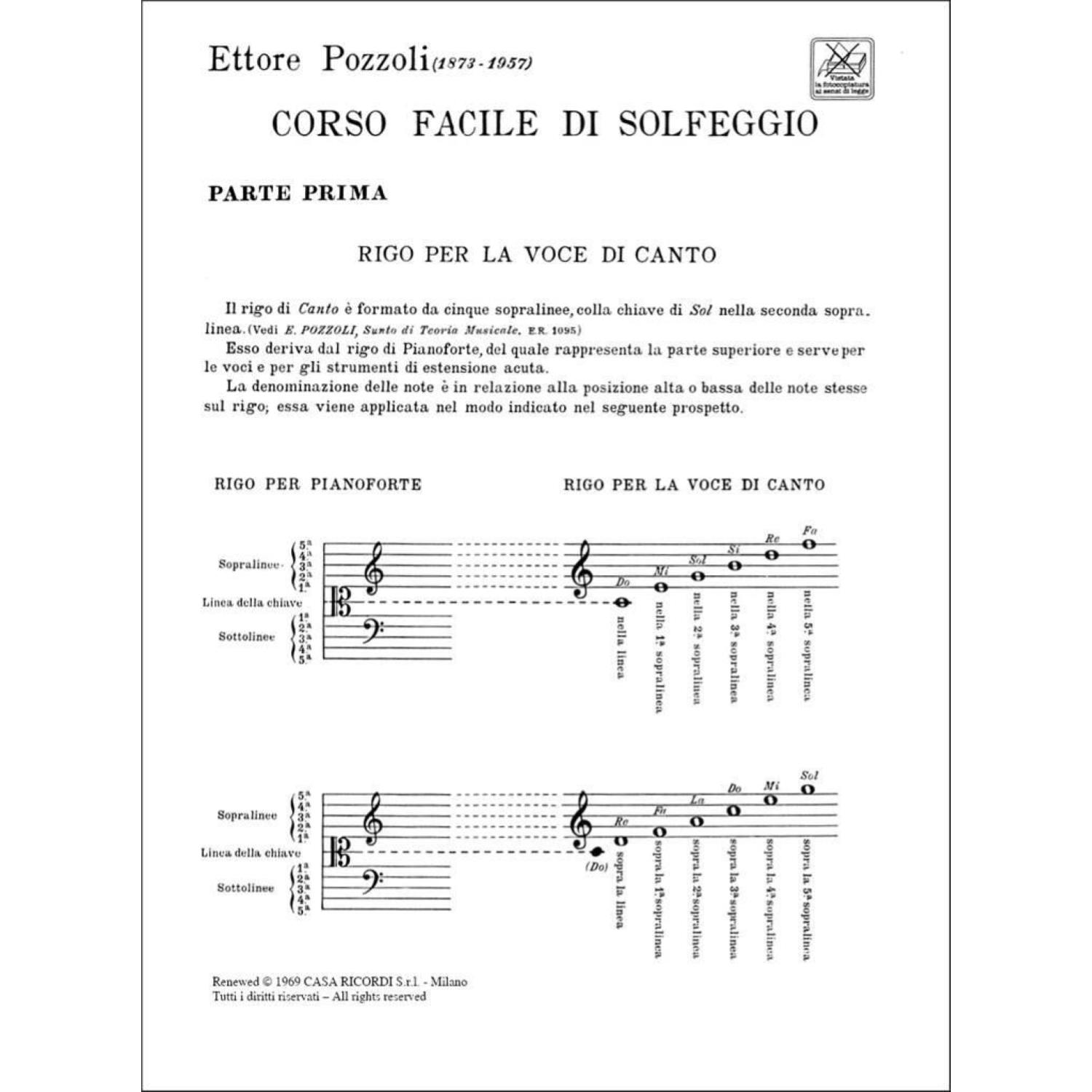 Corso facile di solfeggio - Parte 1 | Pozzoli