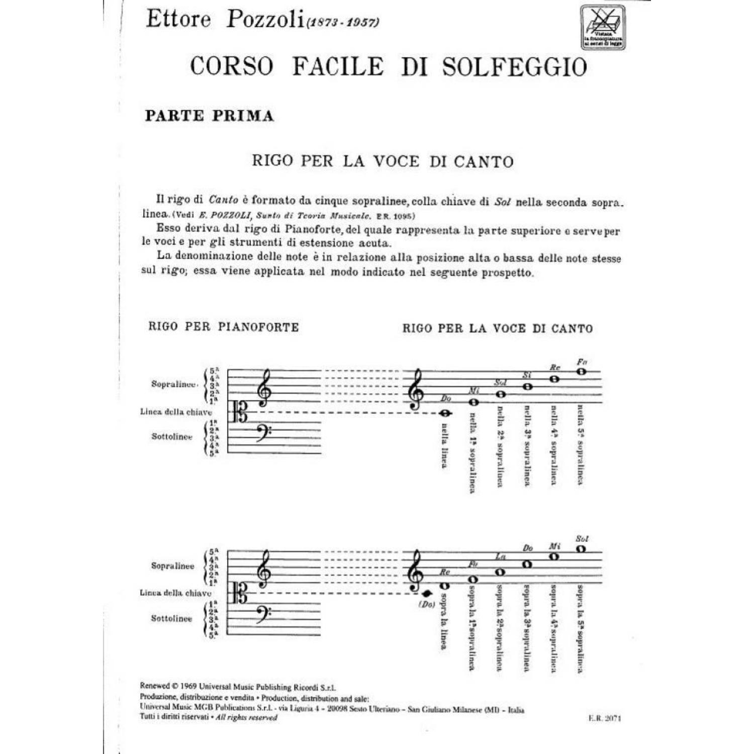 Corso facile di solfeggio - Parte 1 | Pozzoli