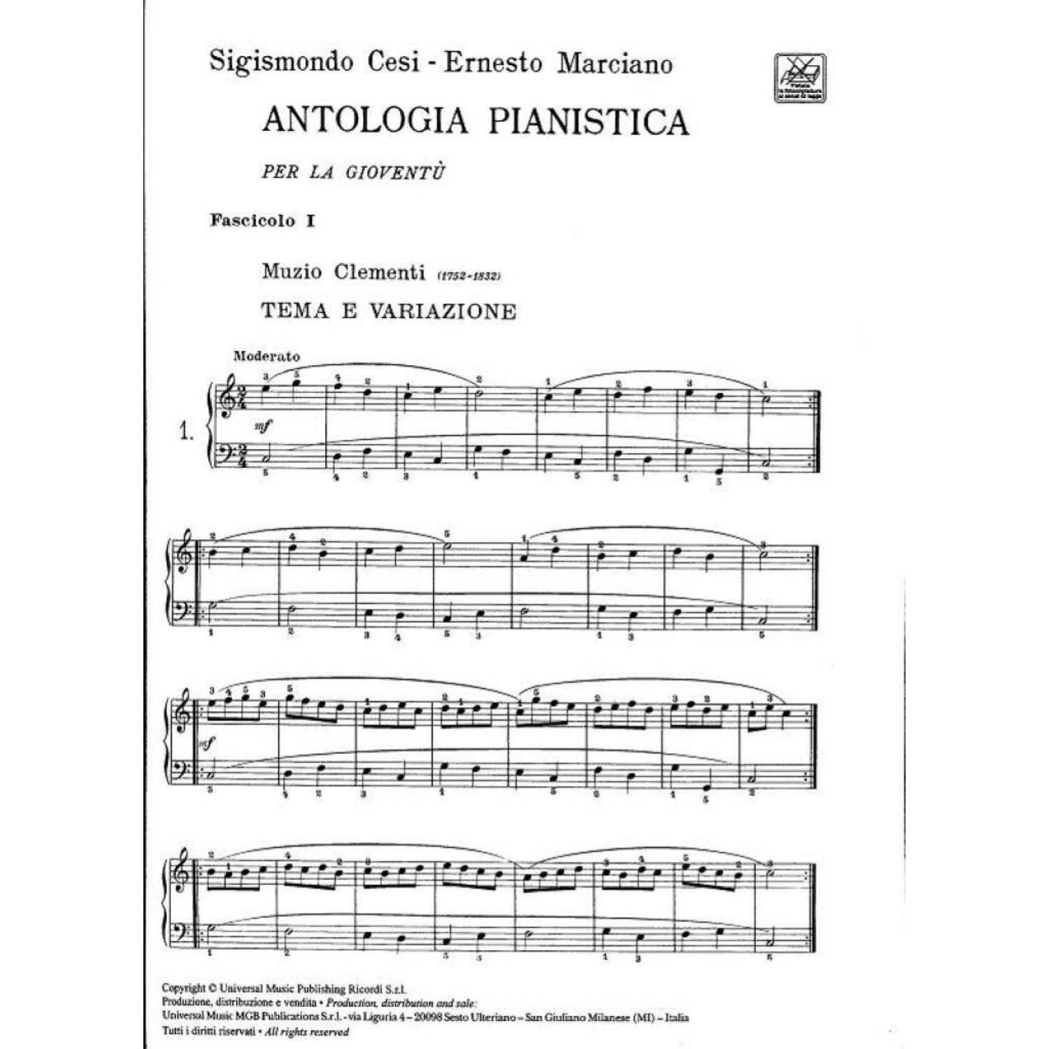 Antologia pianistica per la gioventù - Fasc. 1 | Cesi - Marciano