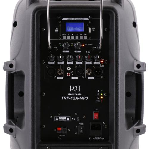 SINEXTESIS Diffusore Trolley 400W Ricaricabile Woofer da 12' con sistema LED, Display LCD, Player Mp3 (USB/SD), Radio FM, Caricatore USB, Telecomando, 2 Radiomicrofoni, Echo e TalkBack