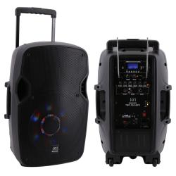 SINEXTESIS Diffusore Trolley 400W Ricaricabile Woofer da 12' con sistema LED, Display LCD, Player Mp3 (USB/SD), Radio FM, Caricatore USB, Telecomando, 2 Radiomicrofoni, Echo e TalkBack