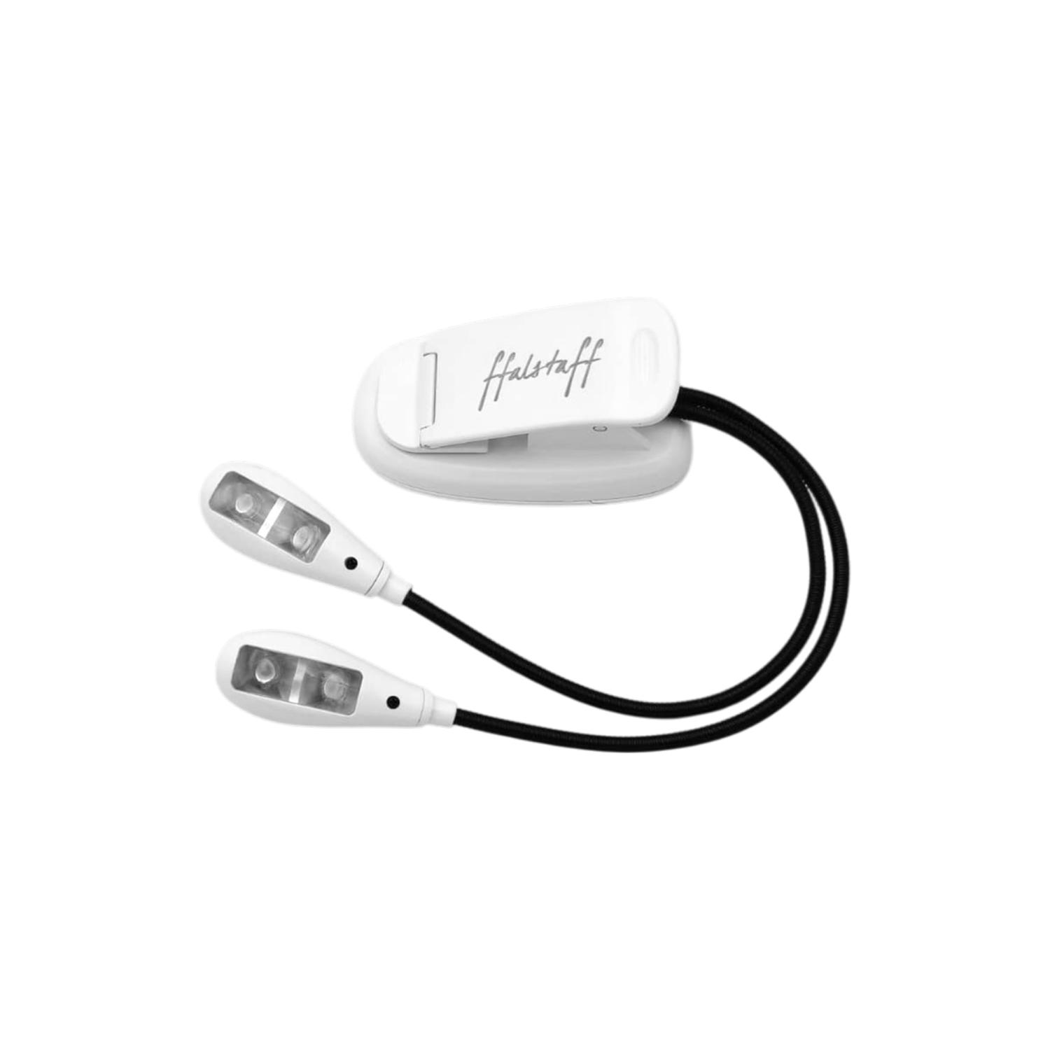 ffalstaff Luce a pinza da leggio con doppio braccio regolabile 4 LED e 2 Livelli di Luminosità (Bianco)