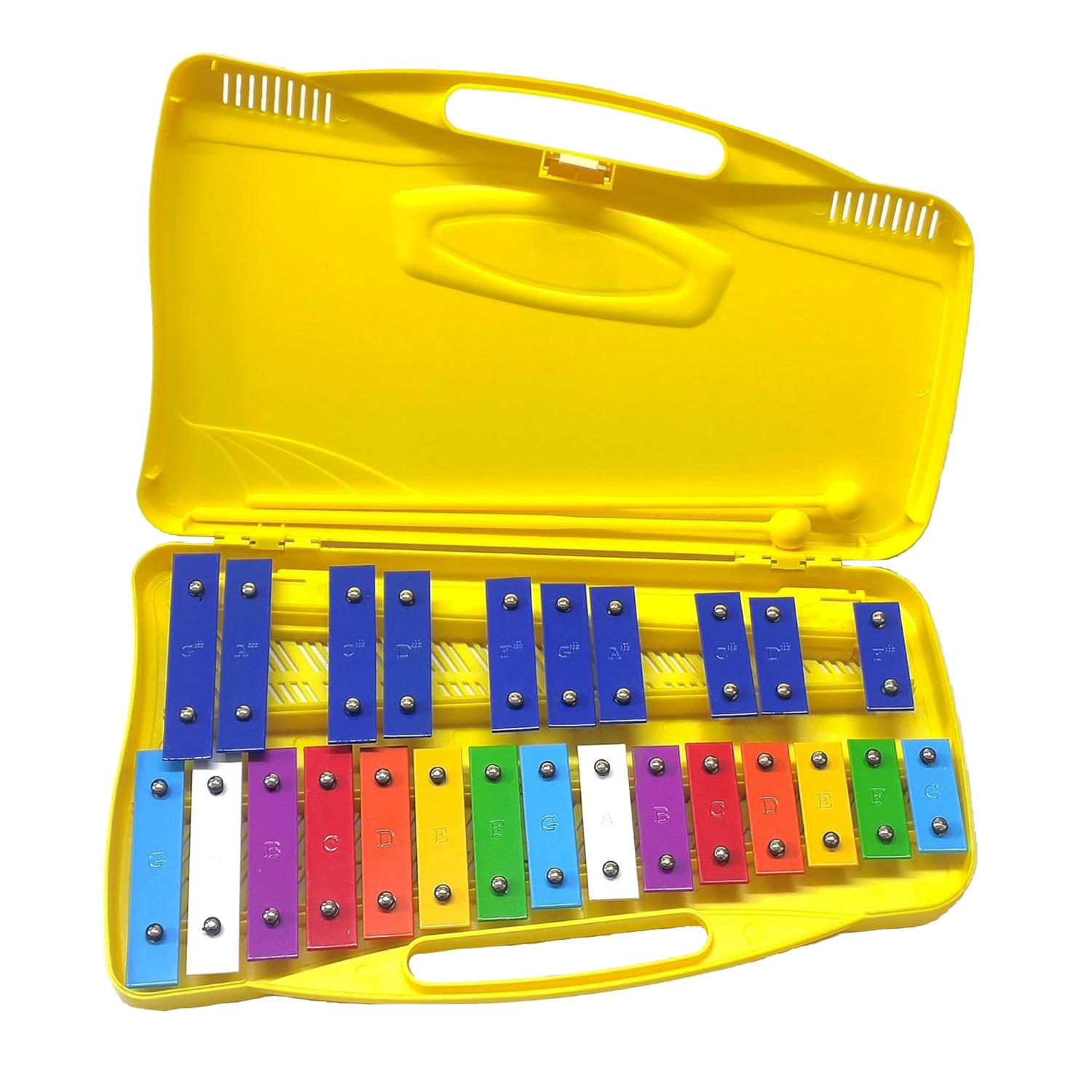 ffalstaff Metallofono Cromatico 25 Note con Piastre Colorate (Custodia Gialla)