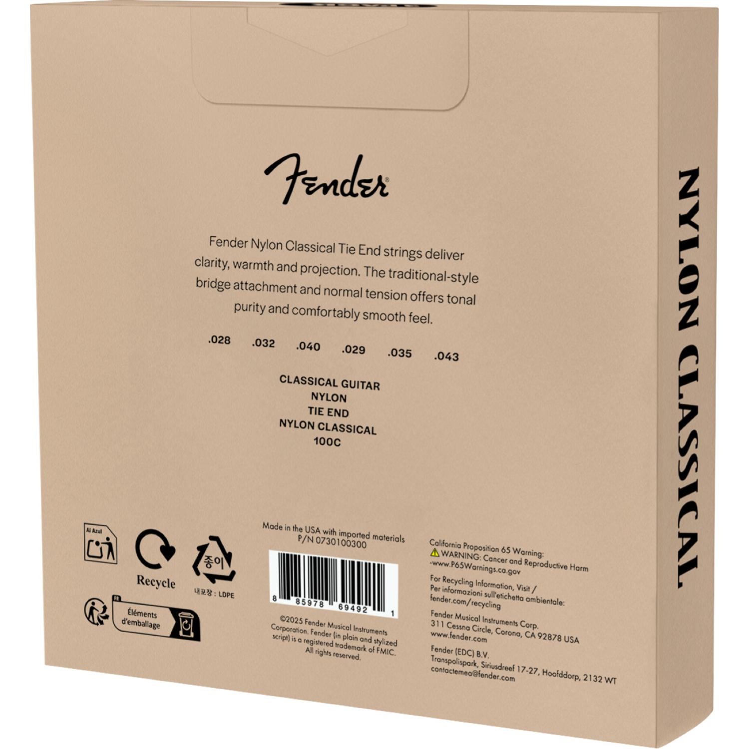 FENDER Corde per Chitarra Classica in nylon 100 (Confezione da 3)