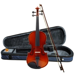 ffalstaff Violino 4/4 Massello Fiammato "Maestro" Finitura Lucida, Arco Superior, colofonia Rosin (Custodia Sagomata Blu)