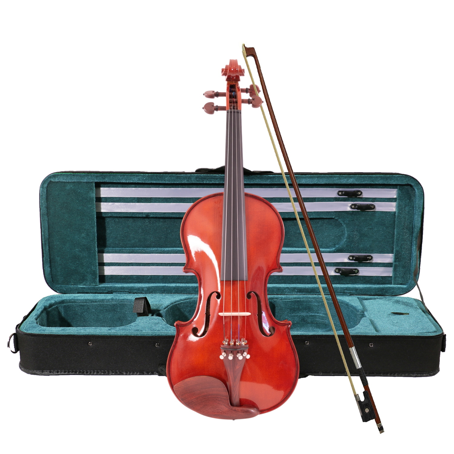 ffalstaff Violino 4/4 Massello "Accademy" Finitura Lucida, parti in Palissandro, Arco Superior, colofonia Rosin (Custodia Rettangolare ed Accessori)